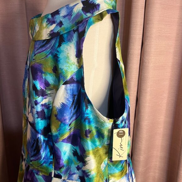 NWT Kim Rogers Women Plus  24W Water Color Sleeveless Dress Midi Career Event - Picture 5 of 16